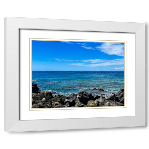 Puako Calm White Modern Wood Framed Art Print with Double Matting by Nebula, Melissa