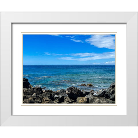 Puako Calm White Modern Wood Framed Art Print with Double Matting by Nebula, Melissa