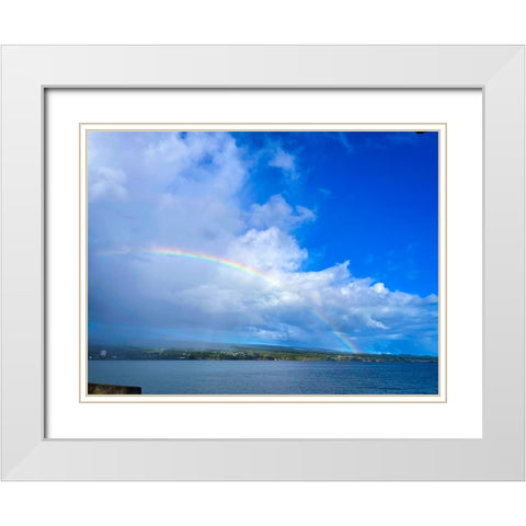 Hilo Bay Mauna Kea Rainbow Hug White Modern Wood Framed Art Print with Double Matting by Nebula, Melissa