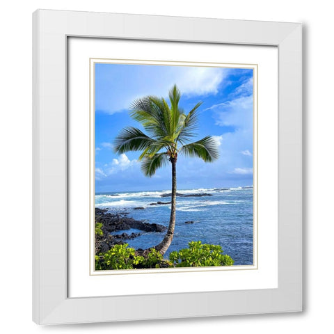Palm Calm White Modern Wood Framed Art Print with Double Matting by Nebula, Melissa