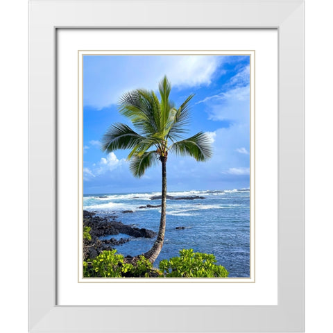 Palm Calm White Modern Wood Framed Art Print with Double Matting by Nebula, Melissa