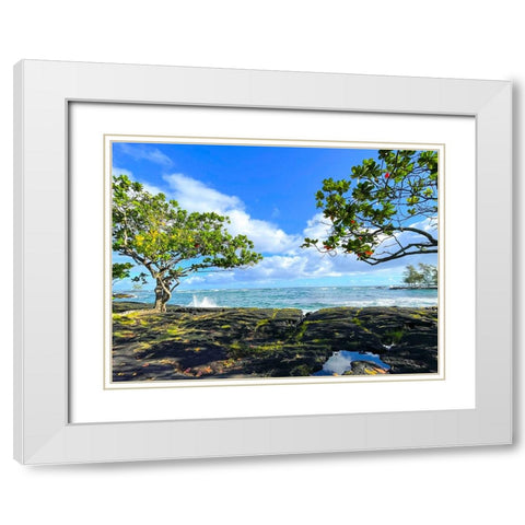 Tropical Autumn Morning Oceanrise White Modern Wood Framed Art Print with Double Matting by Nebula, Melissa