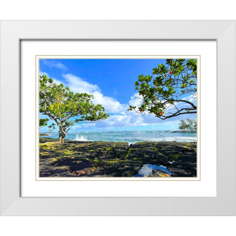 Tropical Autumn Morning Oceanrise White Modern Wood Framed Art Print with Double Matting by Nebula, Melissa