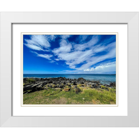 Seaside Serenity White Modern Wood Framed Art Print with Double Matting by Nebula, Melissa