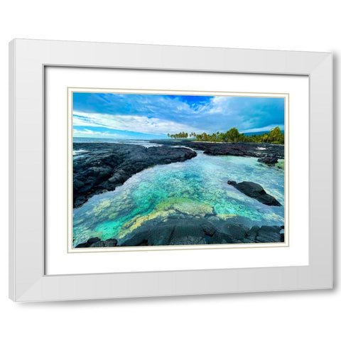Honaunau Forgiving Pool White Modern Wood Framed Art Print with Double Matting by Nebula, Melissa