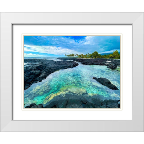 Honaunau Forgiving Pool White Modern Wood Framed Art Print with Double Matting by Nebula, Melissa