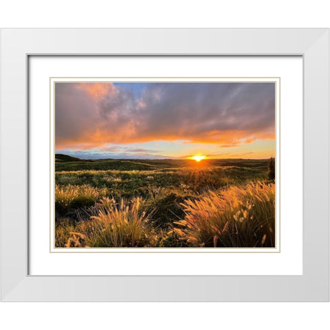 Sunset On Saddle Road White Modern Wood Framed Art Print with Double Matting by Nebula, Melissa