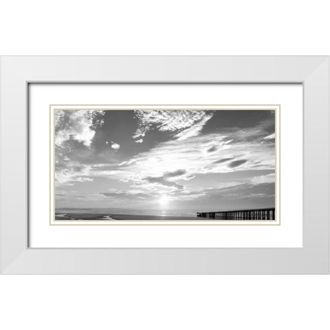 Beach Stroll BW 1 White Modern Wood Framed Art Print with Double Matting by Prime, Marcus