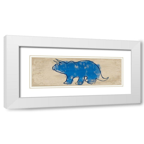 Paint Splashed Dino 1 White Modern Wood Framed Art Print with Double Matting by Prime, Marcus