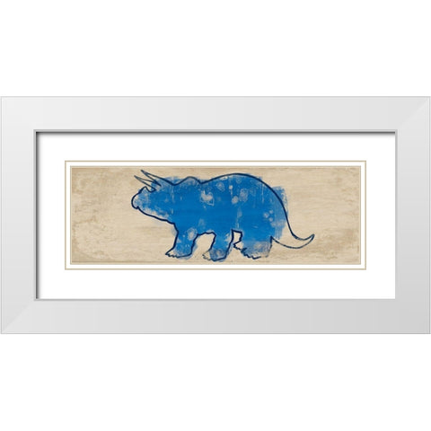 Paint Splashed Dino 1 White Modern Wood Framed Art Print with Double Matting by Prime, Marcus
