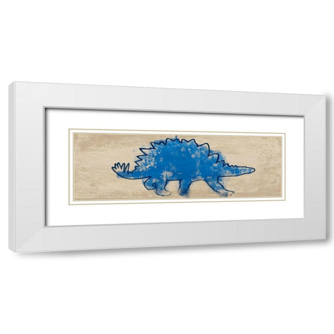 Paint Splashed Dino 2 White Modern Wood Framed Art Print with Double Matting by Prime, Marcus