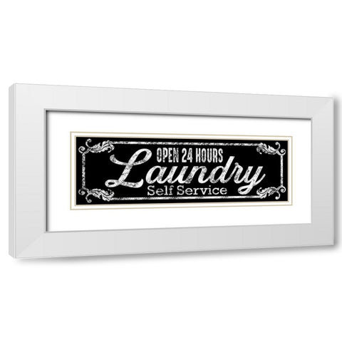 Laundry Self Service White Modern Wood Framed Art Print with Double Matting by Prime, Marcus
