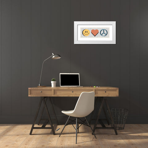 Happy Love Peace White Modern Wood Framed Art Print with Double Matting by Prime, Marcus