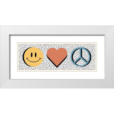 Happy Love Peace White Modern Wood Framed Art Print with Double Matting by Prime, Marcus
