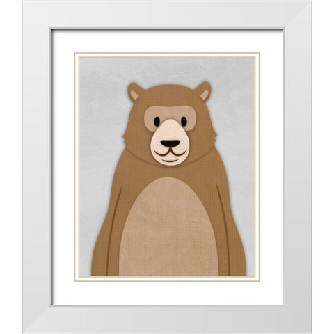 Cheery Bear White Modern Wood Framed Art Print with Double Matting by Prime, Marcus