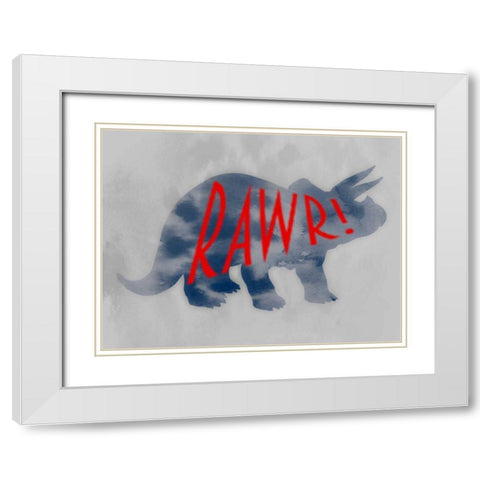 Dino Rawr White Modern Wood Framed Art Print with Double Matting by Prime, Marcus