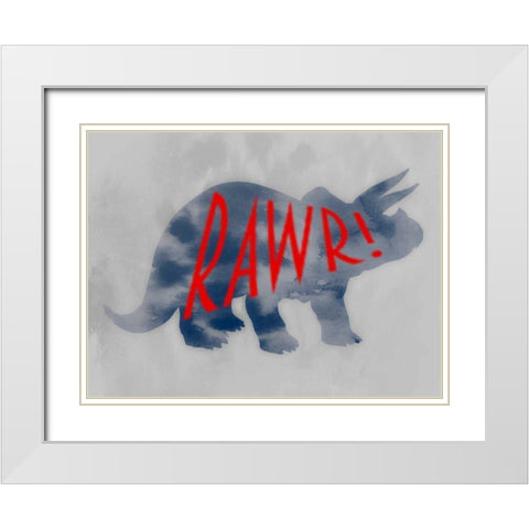 Dino Rawr White Modern Wood Framed Art Print with Double Matting by Prime, Marcus