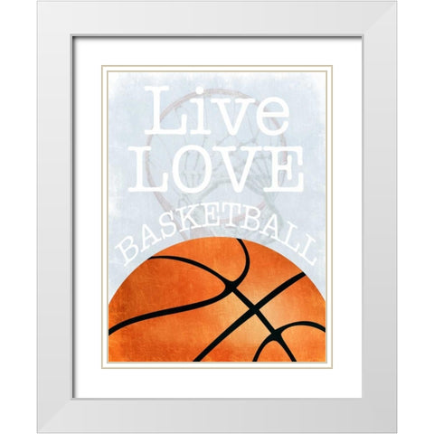 Basketball Love White Modern Wood Framed Art Print with Double Matting by Prime, Marcus
