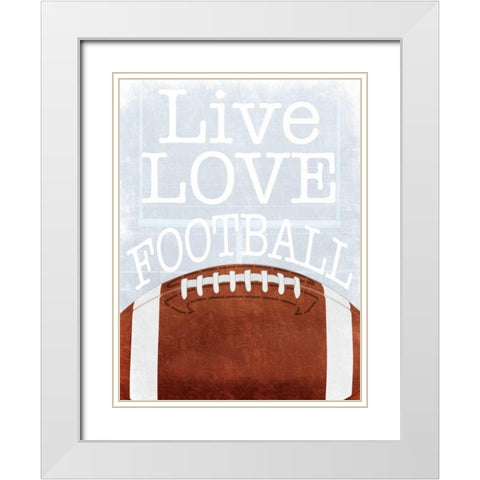 Football Love White Modern Wood Framed Art Print with Double Matting by Prime, Marcus