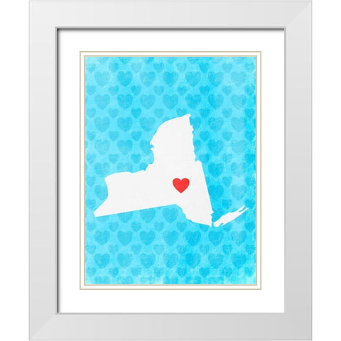 New York Love White Modern Wood Framed Art Print with Double Matting by Prime, Marcus
