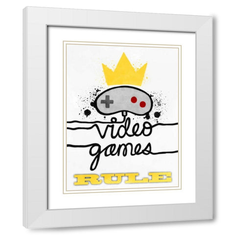 Video Games Rule White Modern Wood Framed Art Print with Double Matting by Prime, Marcus