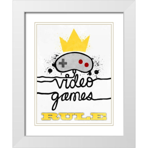 Video Games Rule White Modern Wood Framed Art Print with Double Matting by Prime, Marcus