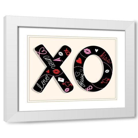 Tons Of XOs White Modern Wood Framed Art Print with Double Matting by Prime, Marcus