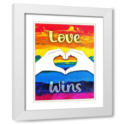 Love Wins White Modern Wood Framed Art Print with Double Matting by Prime, Marcus