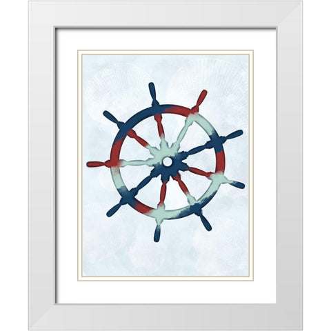 Stripped Ship Wheel White Modern Wood Framed Art Print with Double Matting by Prime, Marcus