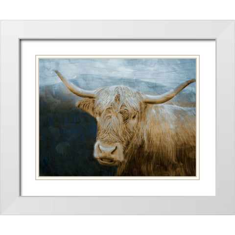 Marvelous Hairy Bull White Modern Wood Framed Art Print with Double Matting by Prime, Marcus