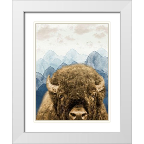 Mountain Fluffy Bison White Modern Wood Framed Art Print with Double Matting by Prime, Marcus