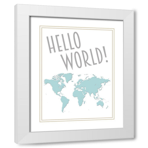 Hello World White Modern Wood Framed Art Print with Double Matting by Prime, Marcus
