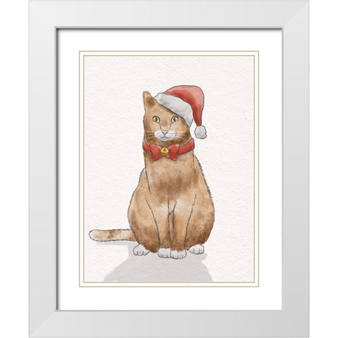 Holiday Kitty White Modern Wood Framed Art Print with Double Matting by Prime, Marcus