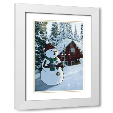 Winter Caroler White Modern Wood Framed Art Print with Double Matting by Prime, Marcus