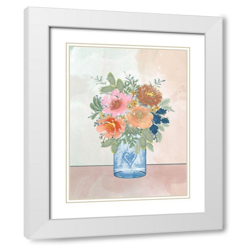Loving Bouquet 2 White Modern Wood Framed Art Print with Double Matting by Prime, Marcus