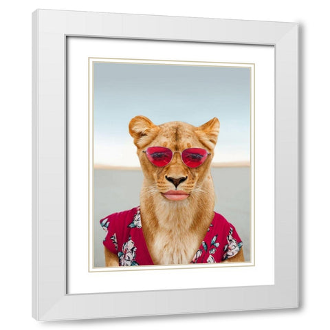 Fierce Lioness White Modern Wood Framed Art Print with Double Matting by Prime, Marcus