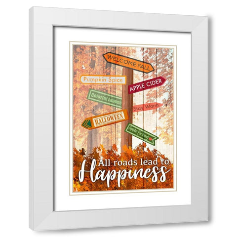 Happiness Roads White Modern Wood Framed Art Print with Double Matting by Prime, Marcus
