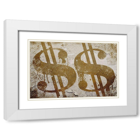 Dollar Signs White Modern Wood Framed Art Print with Double Matting by Prime, Marcus