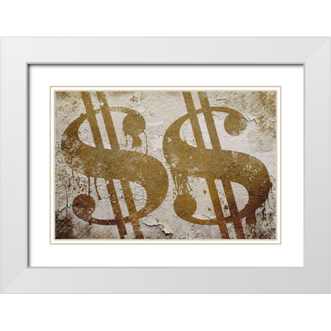 Dollar Signs White Modern Wood Framed Art Print with Double Matting by Prime, Marcus