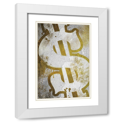 Dollar Sign Graff White Modern Wood Framed Art Print with Double Matting by Prime, Marcus