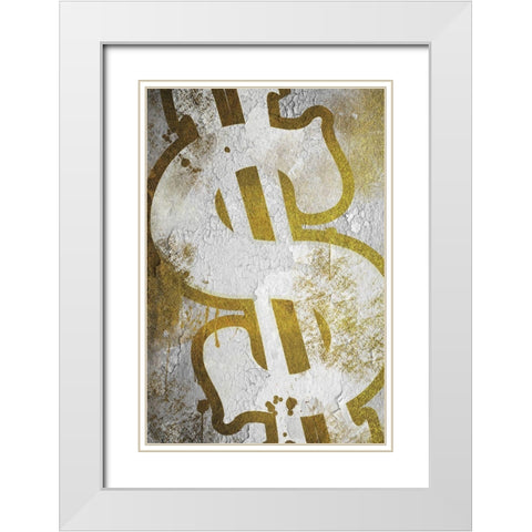Dollar Sign Graff White Modern Wood Framed Art Print with Double Matting by Prime, Marcus