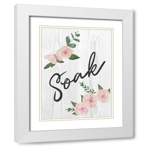 Soak Florals 1 White Modern Wood Framed Art Print with Double Matting by Prime, Marcus