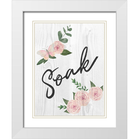 Soak Florals 1 White Modern Wood Framed Art Print with Double Matting by Prime, Marcus