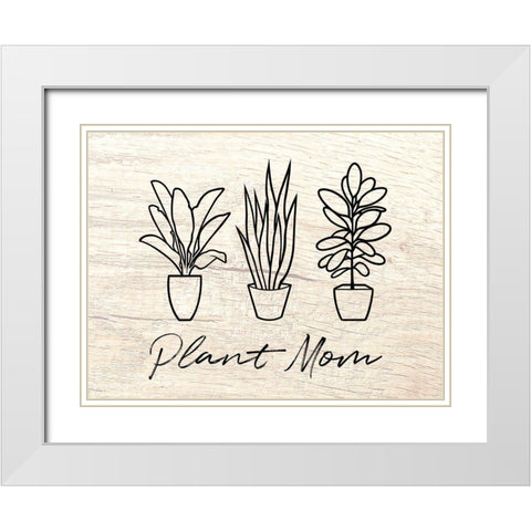 Plant Mom Illustration White Modern Wood Framed Art Print with Double Matting by Prime, Marcus