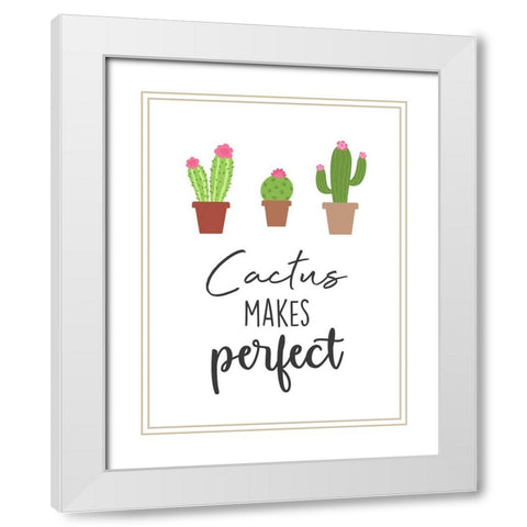 Cactus Makes Perfect White Modern Wood Framed Art Print with Double Matting by Prime, Marcus