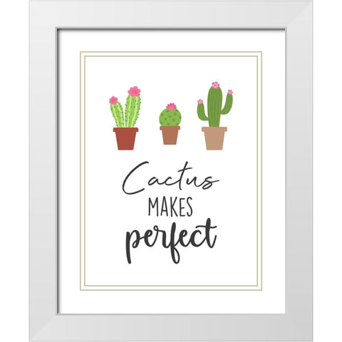 Cactus Makes Perfect White Modern Wood Framed Art Print with Double Matting by Prime, Marcus