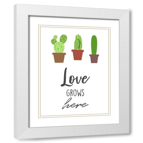 Love Grows Here White Modern Wood Framed Art Print with Double Matting by Prime, Marcus