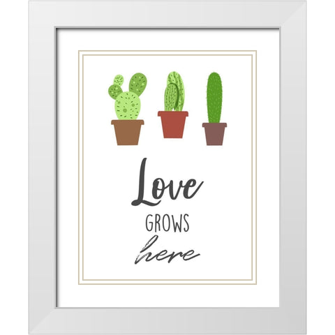 Love Grows Here White Modern Wood Framed Art Print with Double Matting by Prime, Marcus