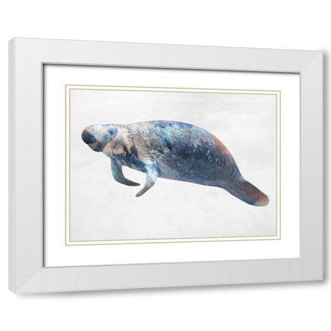 Swimming Manatee White Modern Wood Framed Art Print with Double Matting by Prime, Marcus
