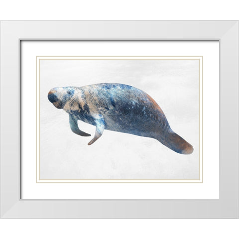 Swimming Manatee White Modern Wood Framed Art Print with Double Matting by Prime, Marcus